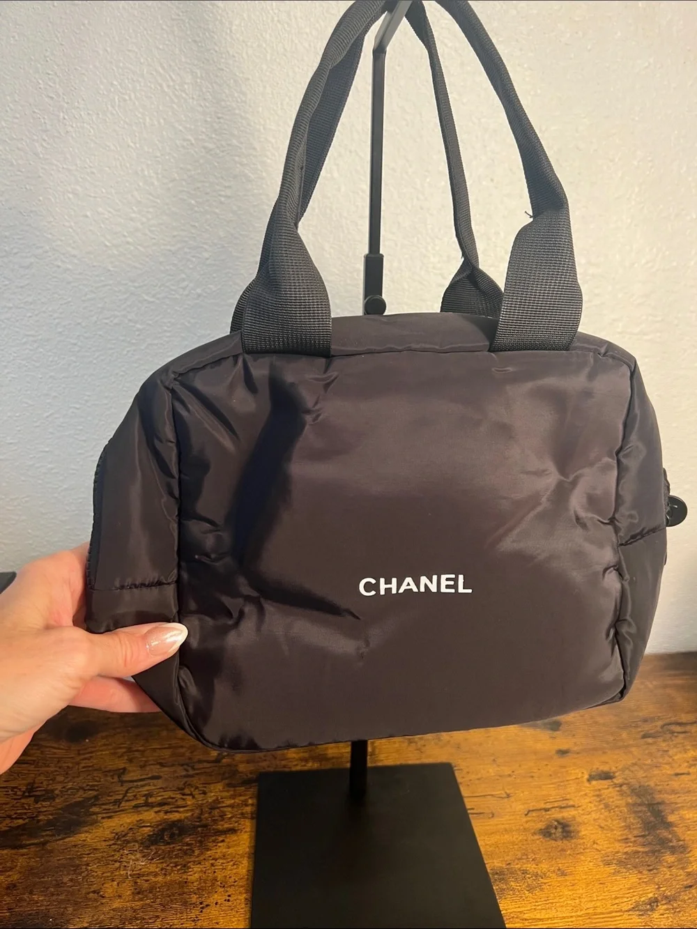 Black Nylon Tote Bag - Classic Logo Handbag